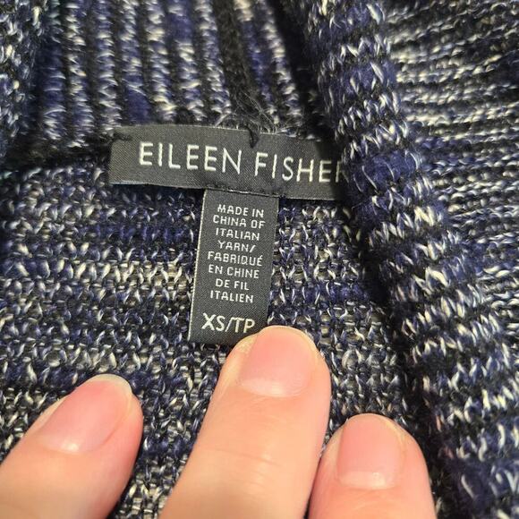 Eileen Fisher Linen Blend Open Front Cardigan Sweater Blue XS Lagenlook Travel - Picture 2 of 7